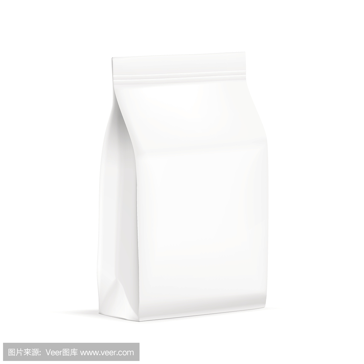 白色空白塑料或纸包装与自封。小袋的